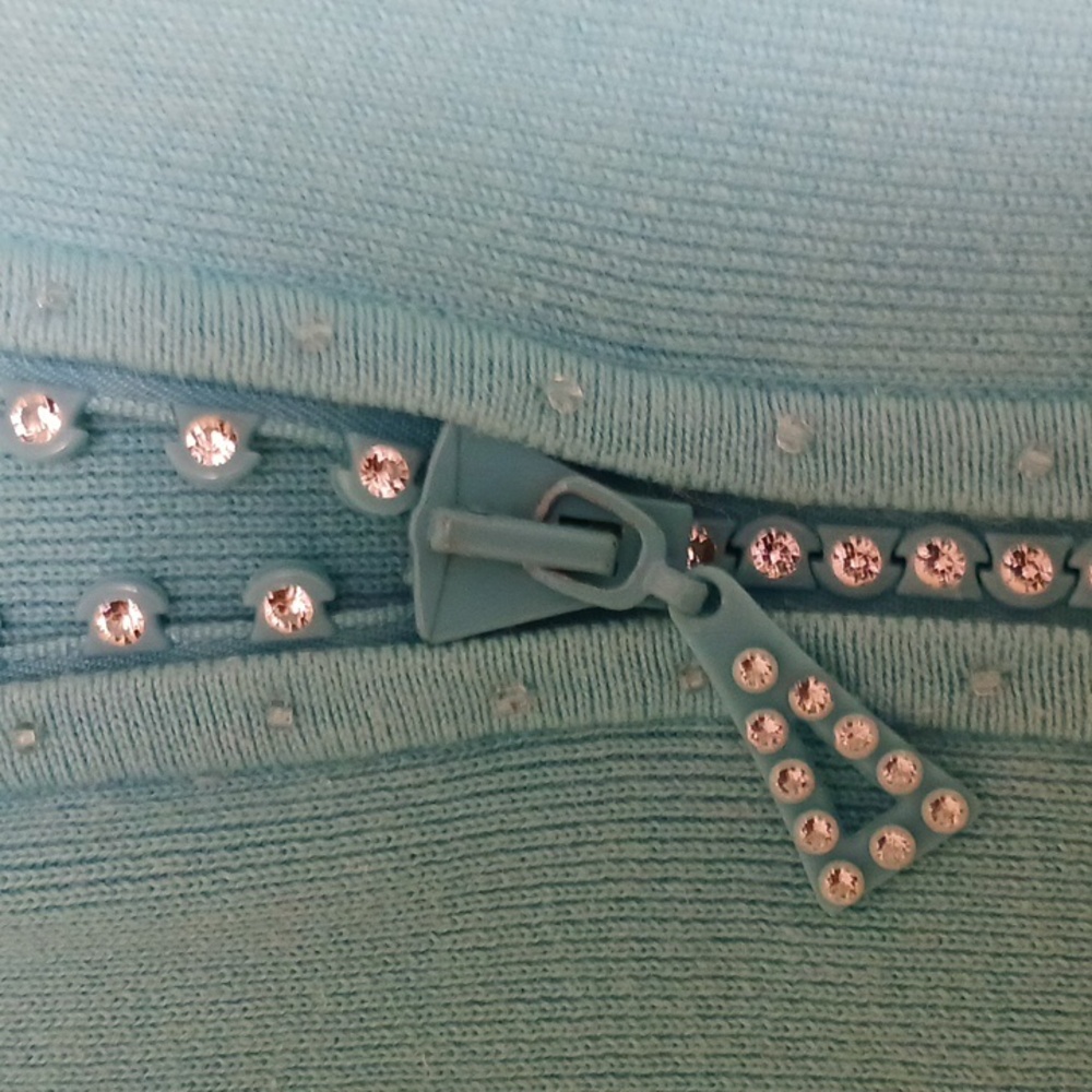 Turquoise blue beaded cardigan sweater by Quacker Factory Large